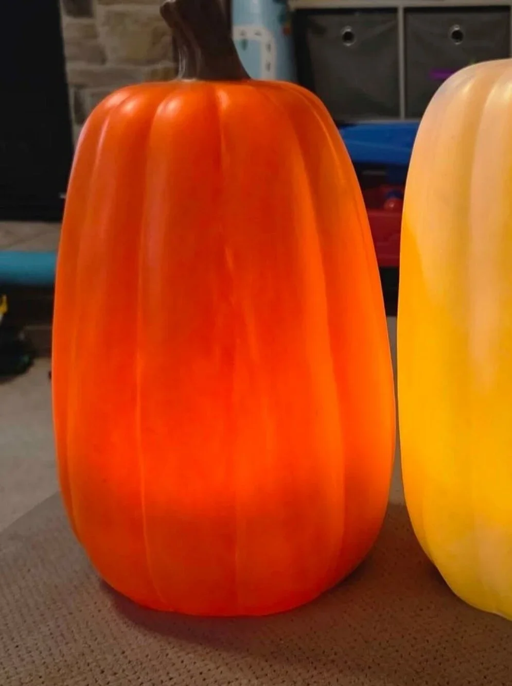 Orange Light up Pumpkin with Timer. Decorative Prop - Halloween Fall Decor.